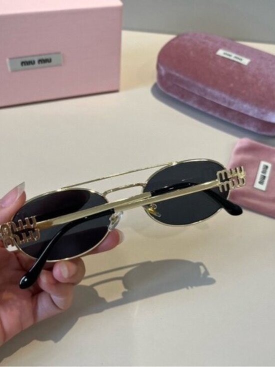 Miu Miu Gold and Black Sunglasses main image 4